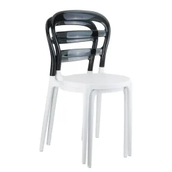 Chaise De Cuisine|Chaise De Salle à Manger*Miss Bibi Chaise moderne en polycarbonate transparent et polypropylène