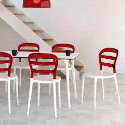 Chaise De Cuisine|Chaise De Salle à Manger*Miss Bibi Chaise moderne en polycarbonate transparent et polypropylène