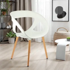 Chaise De Cuisine|Chaise De Salle à Manger*Moema Fauteuil design italien coque ajourée en technopolymère et pieds en bois