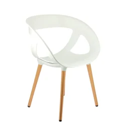 Chaise De Cuisine|Chaise De Salle à Manger*Moema Fauteuil design italien coque ajourée en technopolymère et pieds en bois