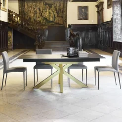 Pure design Table De Salle à Manger*Moon Table design extensible en Dekton avec pied central