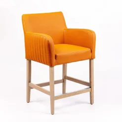 Sessio Tabouret Snack (assise +/- 65 Cm)|Tabouret De Bar (assise +/- 80 Cm)*Moritz line Tabouret snack avec accoudoirs et dos matelassé pieds en bois