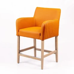 Sessio Tabouret Snack (assise +/- 65 Cm)|Tabouret De Bar (assise +/- 80 Cm)*Moritz line Tabouret snack avec accoudoirs et dos matelassé pieds en bois