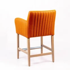 Sessio Tabouret Snack (assise +/- 65 Cm)|Tabouret De Bar (assise +/- 80 Cm)*Moritz line Tabouret snack avec accoudoirs et dos matelassé pieds en bois