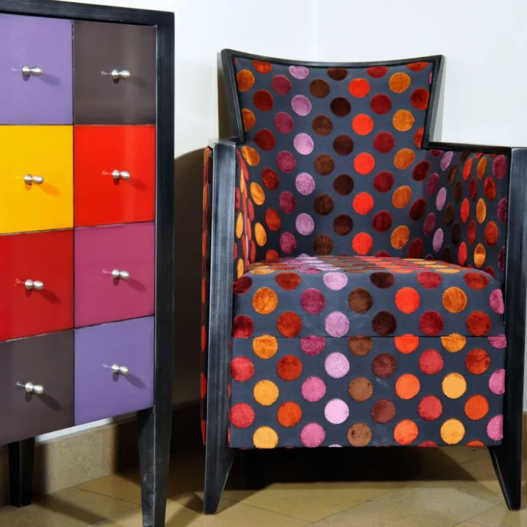 Paget Fauteuil De Salon*Nathan Fauteuil art déco fabriqué en France en tissu et bois massif