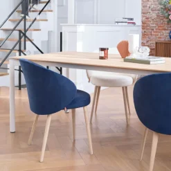 Mobitec Chaise De Salle à Manger|Chaise Salon*Neo ® Fauteuil cosy confortable en tissu et pieds bois