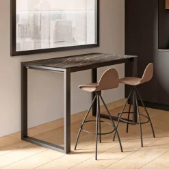 Cancio Table De Cuisine|Table De Salle à Manger*Neox Table snack en céramique avec pieds forme traineau en métal faible profondeur