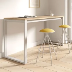 Cancio Table De Cuisine|Table De Salle à Manger*Neox Table snack en stratifié pieds forme traineau en métal faible profondeur
