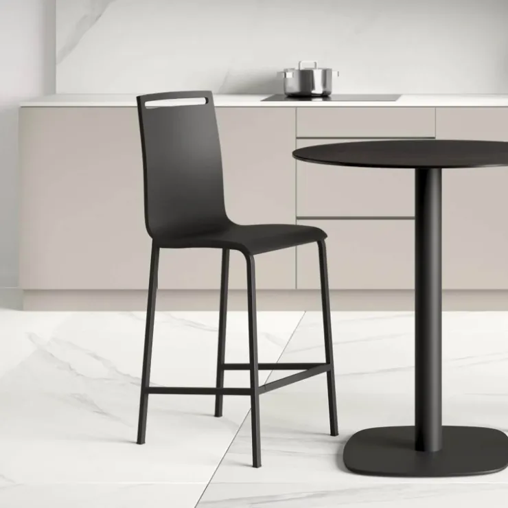 Cancio Tabouret Snack (assise +/- 65 Cm)|Tabouret De Bar (assise +/- 80 Cm)*Nera Tabouret snack en métal et bois hauteur 65 cm