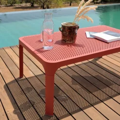 Table De Jardin*Net Table basse de jardin moderne avec plateau micro perforé 100 x 60 cm