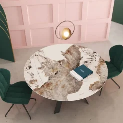 Akante Table De Salle à Manger*New AustinTable moderne en céramique extensible avec pieds en métal noir