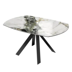 Akante Table De Salle à Manger*New AustinTable moderne en céramique extensible avec pieds en métal noir