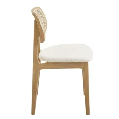 Chaise De Salle à Manger|Chaise Salon*NinaChaise en bois avec dossier en cannage et assise tissu