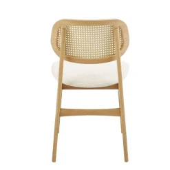 Chaise De Salle à Manger|Chaise Salon*NinaChaise en bois avec dossier en cannage et assise tissu