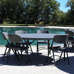 Chaise De Cuisine*NormanChaise pliante en polyéthylène gris foncé