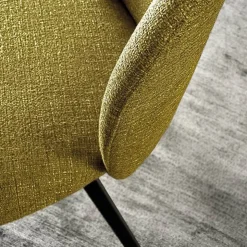 Europea Chaise De Salle à Manger|Chaise Salon*Odette Chaise moderne avec dossier incurvé en tissu et pieds en métal