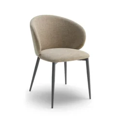 Europea Chaise De Salle à Manger|Fauteuil De Salon*Odette Fauteuil moderne dossier incurvé en tissu pieds en métal