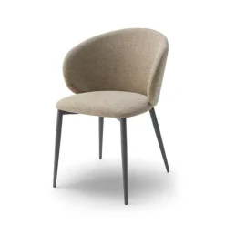 Europea Chaise De Salle à Manger|Fauteuil De Salon*Odette Fauteuil moderne dossier incurvé en tissu pieds en métal