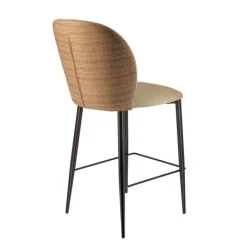 Europea Tabouret Snack (assise +/- 65 Cm)|Tabouret De Bar (assise +/- 80 Cm)*Odette Tabouret snack en tissu bicolore avec pieds en métal