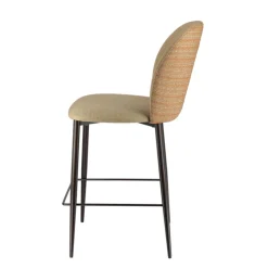 Europea Tabouret Snack (assise +/- 65 Cm)|Tabouret De Bar (assise +/- 80 Cm)*Odette Tabouret snack en tissu bicolore avec pieds en métal