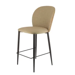 Europea Tabouret Snack (assise +/- 65 Cm)|Tabouret De Bar (assise +/- 80 Cm)*Odette Tabouret snack en tissu bicolore avec pieds en métal