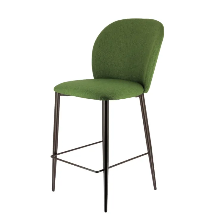 Europea Tabouret Snack (assise +/- 65 Cm)|Tabouret De Bar (assise +/- 80 Cm)*Odette Tabouret snack moderne en tissu avec pieds en métal