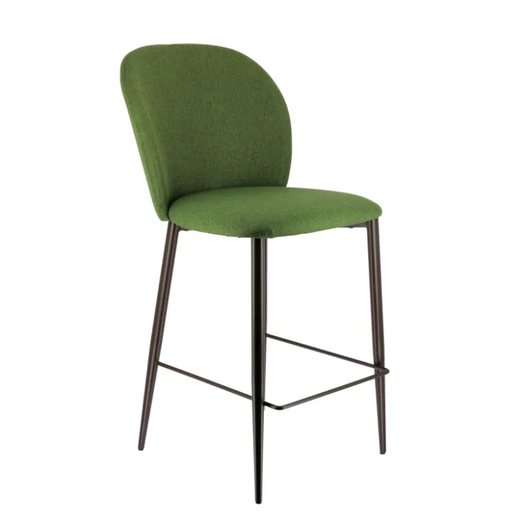 Europea Tabouret Snack (assise +/- 65 Cm)|Tabouret De Bar (assise +/- 80 Cm)*Odette Tabouret snack moderne en tissu avec pieds en métal