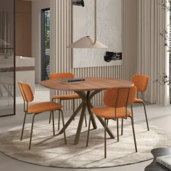 Perfecta Table De Salle à Manger*Onyx Table carrée avec bords arrondis et pied central design en métal