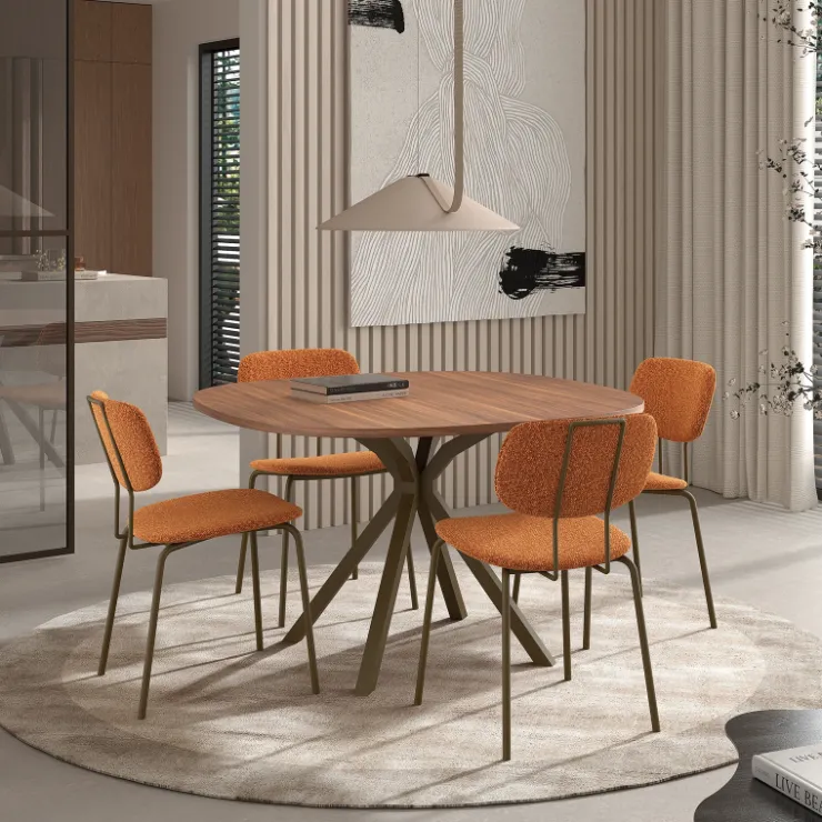 Perfecta Table De Salle à Manger*Onyx Table carrée avec bords arrondis et pied central design en métal