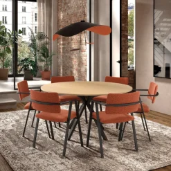Perfecta Table De Salle à Manger*Onyx Table ronde en mélaminé avec pied central design en métal
