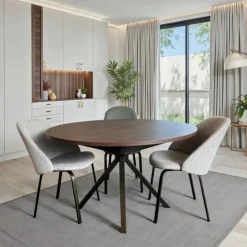 Perfecta Table De Salle à Manger*Onyx Table ronde moderne extensible en stratifié avec pied central design