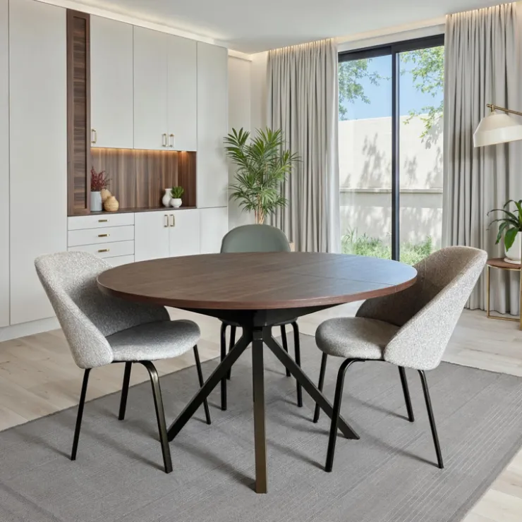Perfecta Table De Salle à Manger*Onyx Table ronde moderne extensible en stratifié avec pied central design