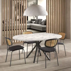 Perfecta Table De Salle à Manger*Onyx Table ronde moderne extensible en stratifié avec pied central design