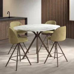 Perfecta Table De Cuisine|Table De Salle à Manger*Onyx Table snack carrée avec bords arrondis en stratifié et pieds en métal
