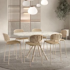 Perfecta Table De Cuisine|Table De Salle à Manger*Onyx Table snack extensible carrée avec bords arrondis en stratifié et pieds métal