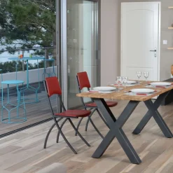 Carrier Chaise De Cuisine*Ophélie ® Chaise de fabrication française en croûte de cuir et métal