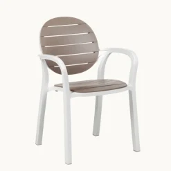 Chaise De Jardin|Fauteuil De Jardin*Palma Fauteuil de jardin en polypropylène coloris blanc et taupe