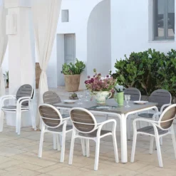 Chaise De Jardin|Fauteuil De Jardin*Palma Fauteuil de jardin en polypropylène coloris blanc et taupe