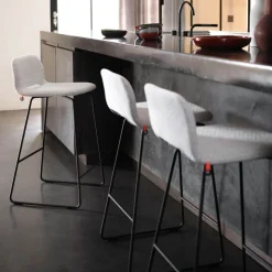 Mobitec Tabouret Snack (assise +/- 65 Cm)|Tabouret De Bar (assise +/- 80 Cm)*Pamp ® Tabouret snack design en tissu avec dossier bas et pieds en métal