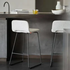 Mobitec Tabouret Snack (assise +/- 65 Cm)|Tabouret De Bar (assise +/- 80 Cm)*Pamp ® Tabouret snack design en tissu avec dossier bas et pieds en métal