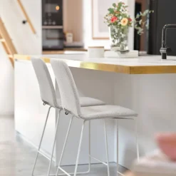 Mobitec Tabouret Snack (assise +/- 65 Cm)|Tabouret De Bar (assise +/- 80 Cm)*Pamp ® Tabouret snack design en tissu avec pieds en métal