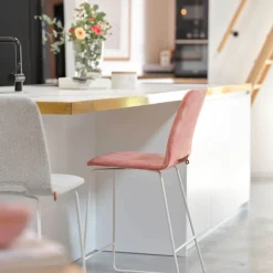 Mobitec Tabouret Snack (assise +/- 65 Cm)|Tabouret De Bar (assise +/- 80 Cm)*Pamp ® Tabouret snack design en tissu avec pieds en métal