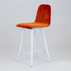 Sessio Tabouret Snack (assise +/- 65 Cm)|Tabouret De Bar (assise +/- 80 Cm)*Pandora diamant Tabouret snack dos matelassé en tissu et pieds en bois