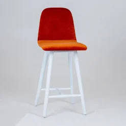 Sessio Tabouret Snack (assise +/- 65 Cm)|Tabouret De Bar (assise +/- 80 Cm)*Pandora diamant Tabouret snack dos matelassé en tissu et pieds en bois