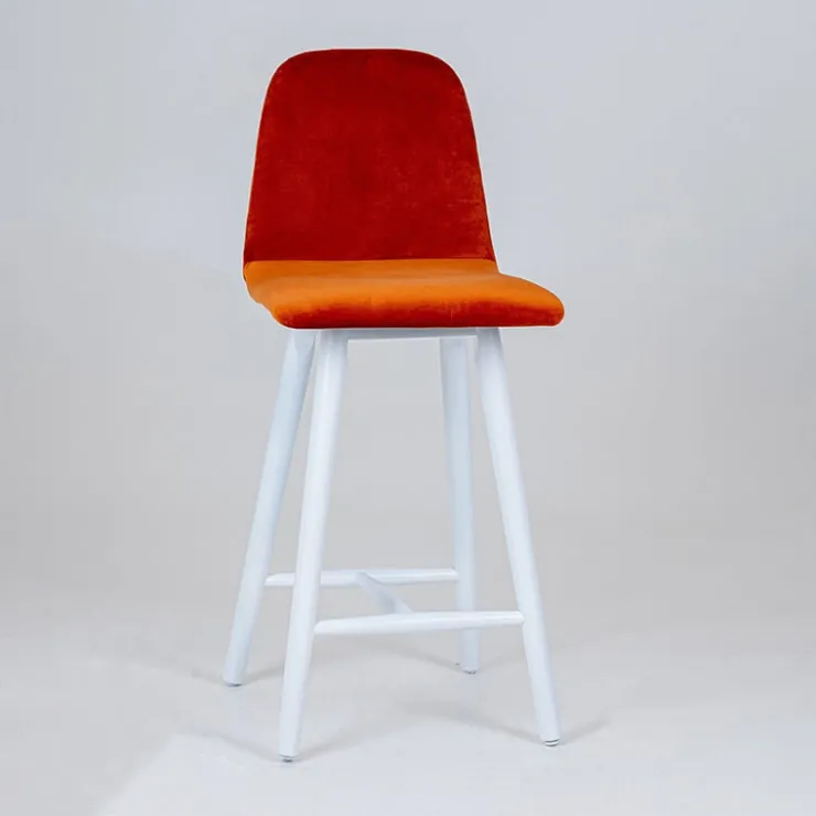 Sessio Tabouret Snack (assise +/- 65 Cm)|Tabouret De Bar (assise +/- 80 Cm)*Pandora diamant Tabouret snack dos matelassé en tissu et pieds en bois