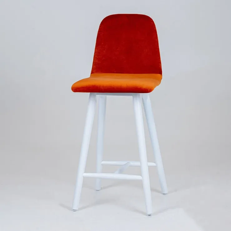 Sessio Tabouret Snack (assise +/- 65 Cm)|Tabouret De Bar (assise +/- 80 Cm)*Pandora diamant Tabouret snack dos matelassé en tissu et pieds en bois