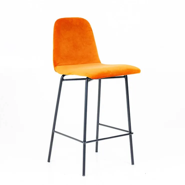 Sessio Tabouret Snack (assise +/- 65 Cm)|Tabouret De Bar (assise +/- 80 Cm)*Pandora diamant Tabouret snack dos matelassé en tissu et pieds métal