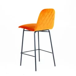 Sessio Tabouret Snack (assise +/- 65 Cm)|Tabouret De Bar (assise +/- 80 Cm)*Pandora diamant Tabouret snack dos matelassé en tissu et pieds métal