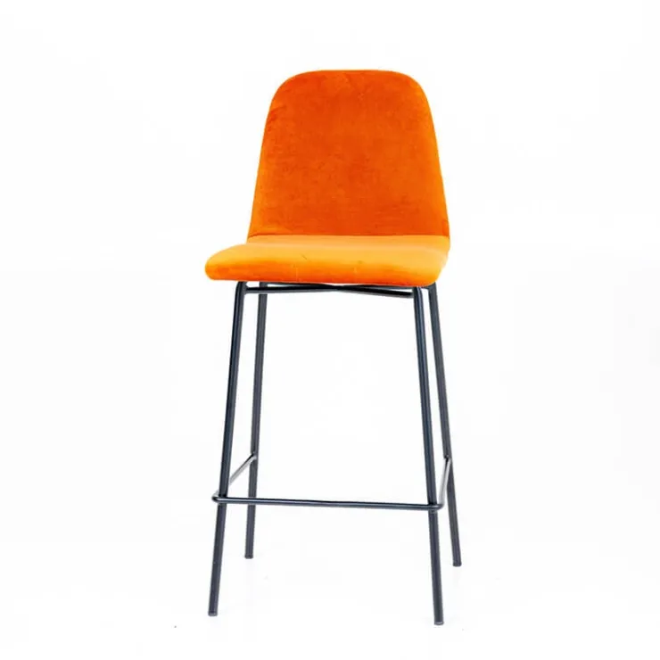 Sessio Tabouret Snack (assise +/- 65 Cm)|Tabouret De Bar (assise +/- 80 Cm)*Pandora diamant Tabouret snack dos matelassé en tissu et pieds métal
