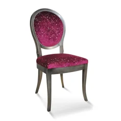 Paget Chaise De Salle à Manger|Chaise Salon*Pauline Chaise médaillon en bois massif et tissu fabrication française